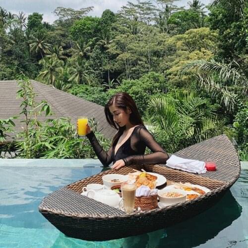 Rattan Tray Nordic Fruit Storage Plate Handmade Water Swimming Pool Drink Cup Stand Holder Float Party Toy Beverage Bar Coasters