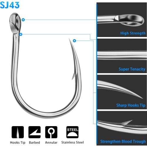 PROBEROS Saltwater Fishing Hook 20Pcs JIGGING HOOK 1/0#-13/0# Model Stainless Steel Fishhook Made In Taiwan Lure Fishing