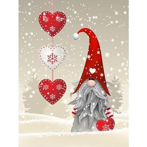 Snowflake Santa Claus Red Heart Diamond Painting Round Full Drill Mosaic Embroidery 5D Cross Stitch Christmas Cartoon Pattern