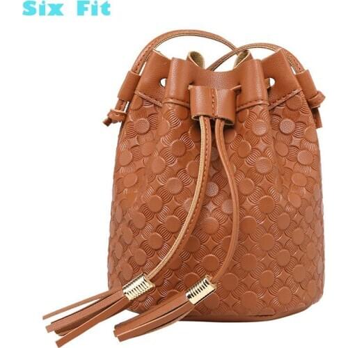 New Fashion Crossbody Handbags Cute Suede Womens Drawstring Tassel Bucket Bag Organizer Tassel PU Shoulder Messenger Bags Bolso