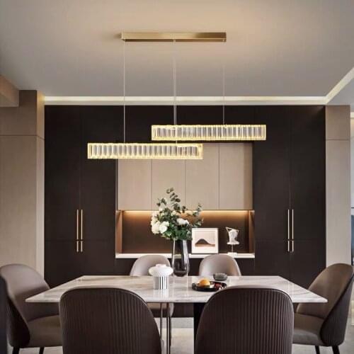 Light luxury copper crystal dining room chandelier simple modern living room bar lighting creative personality dining table lamp