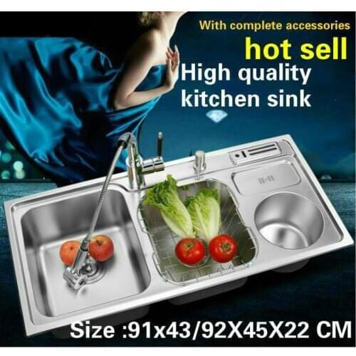 Tangwu Multi-functional high-grade kitchen sink food-grade 304 stainless steel 1 MM thick double groove 91x43 /92x45x22 CM