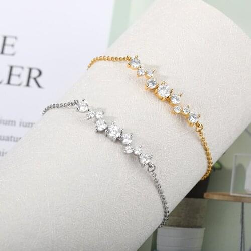 Crystal Zircon Charm Bracelets For Women Wedding Jewelry Stainless Steel Chain Couple Bracelet Femme