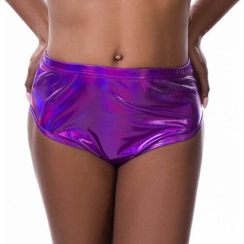 Womens short Pants Laser Symphony Sexy Shorts Shiny Metallic Nightclub Stage Performance