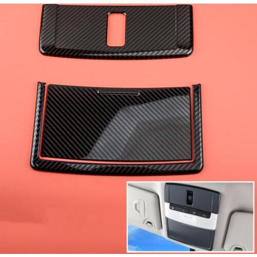 1 Set Carbon Fiber Style Car Interior Front Reading Light Lamp Cover Trim Stainless Steel Fit for Nissan Altima 2019 2020