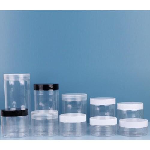 1PC 150ml 200ml 250ml Travel Empty Clear Cream Cosmetic Jar PET Conatiner Make Up Tools 50ml 80ml 100ml 120ml