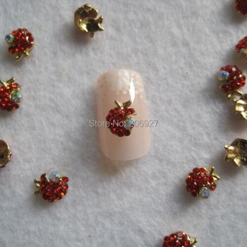 MD-669 10pcs Fancy Rhinestone Gold Apple Deco Metal Charms Metal Deco Charms Nail Art