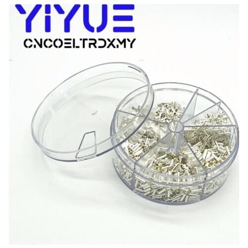 1900pcs Non-Insulated Wire Connector Ferrules Electrical Cable Terminal Copper Bare Tinned Crimp Terminal 0.5mm2-2.5mm2 5 Types