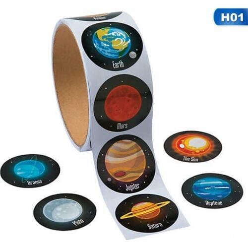 2 Roll Round Self Adhesive Planet Sticker Creative Space Sticker Roll Decoration Sticker Decals For Envelope Planner Scrapbook