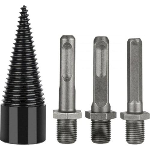4pcs/set High Quality Firewood Splitting Drill Bit Hex High Speed Firewood Drill Bit Wood Splitter Screw Splitting Cone Driver