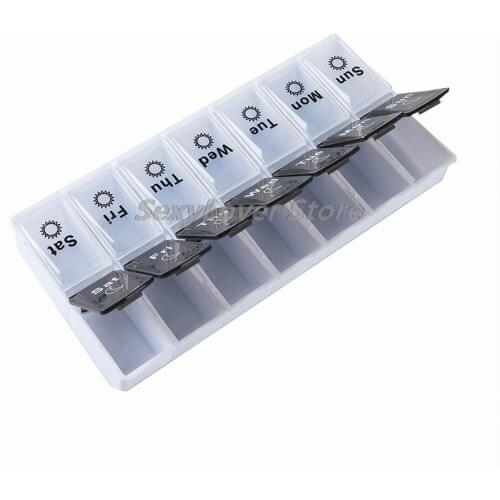 7 Days Weekly Pill Case 14 Grids Medicine Tablte Dispenser Organizer Pill Box