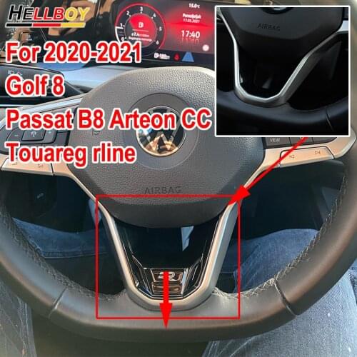 Car Styling Steering Wheel Covers Stickers Accessories For VW Golf 8 MK8 Passat B8 Arteon 2020 2021 Touareg R line Chrome Trim