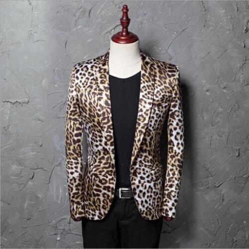 Free Shipping Mens Brand Blazers Fashion Slim Leopard Print Suit Casual Outerwear Leopard -iron Leisure Club Jacket Coat S-5xl