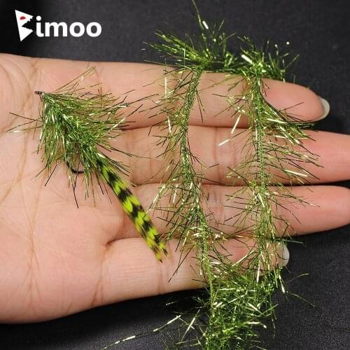 Bimoo 8packs 3.5cm Width Long Hair Ice Chenille Crystal Flash Fly Tying Material for Saltwater Streamer Fly Marabou Jig Lure