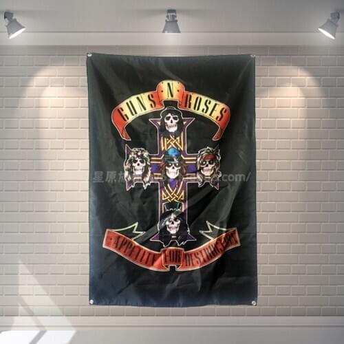 "GUNS N ROSES" 56X36 inches large banner retro rock band logo poster cloth painting Bar Cafes home decor