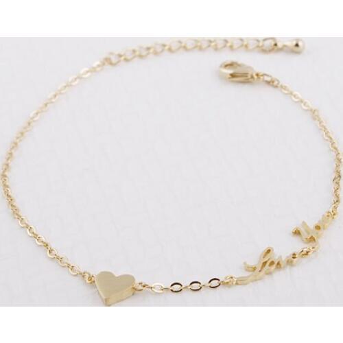 Heart and Love You Bracelet -- Gold /Silver 2 colors Free combination