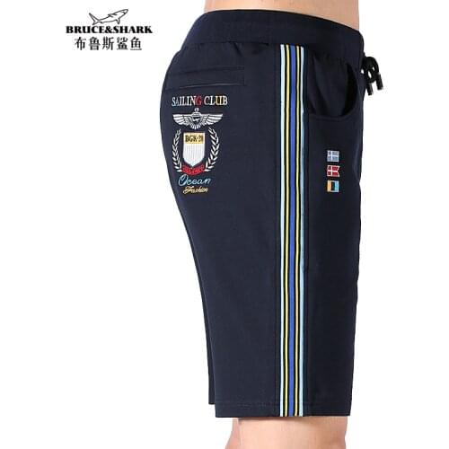 Bruce&Shark New Summer Men Sports Shorts 95%Cotton 5%spandex Men pants Training Running Fashion Casual Loose Elastic Waist