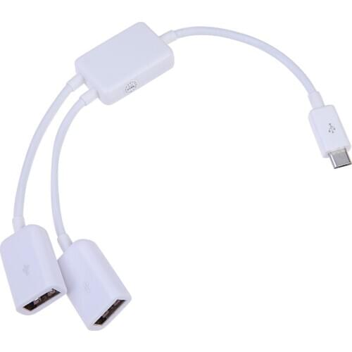 Micro USB to 2 OTG Hub Adapter Cable Dual Port Y Splitter for Tablet PC Phone Card Reader Mouse Keyboard Computer Component
