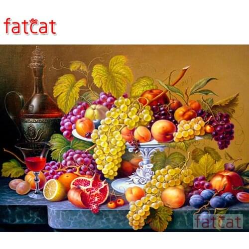 FATCAT Still life fruit 5d diy diamond painting full square round drill diamond embroidery kits wall decoration AE2912