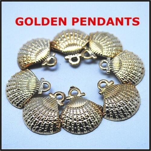 Hot 15 pcs charms metal pendants alloy pendants golden scallop shell pendants size: 18x17mm for necklace designs or bracelets