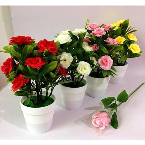 Artificial Flower Fake Simulation Faux Rose Plant Potted Bonsai Living Room Office Bridal Party Hotel Garden Decor DIY Wholesale