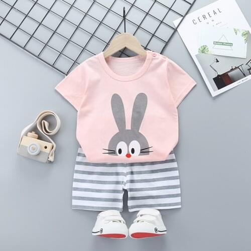 2018 Summer new fashion baby boys clothes set cotton material with striped print infant clothing set baby girl clothes moana