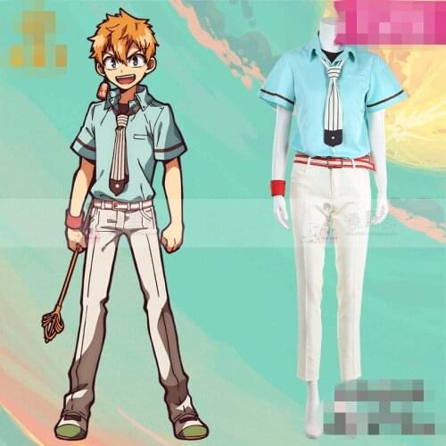 Anime cosplay Toilet-Bound Hanako-kun Minamoto Kou Cosplay Costume uniforms T-shirt and Pants