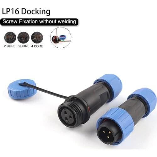 LP/SP16 IP68 Butt Screw crimp Solder-free Waterproof Connector Male plug&female socket 2/3/4 pin Cable Docking Aviation Plug