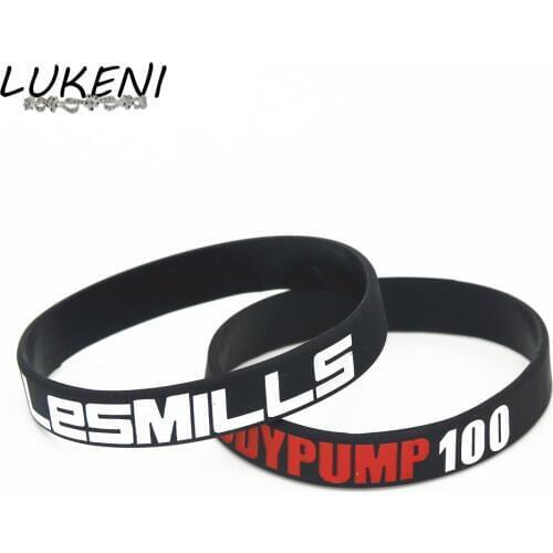 LUKENI 50PCS Les Mills BODY PUMP 100 Silicone Wristband Sports Barbell Silicone Bracelets & Bangles Gifts Wholesale SH201