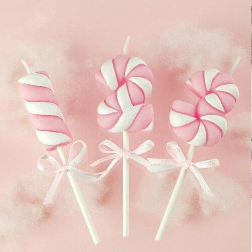 Cute Birthday Candle Pink/blue Spun Sugar Candle Birthday Cake Decoration Digital Number Candle Kids Favors Birthday Party Decor