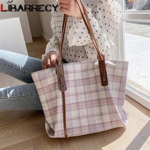 Fashion Check Pattern Designer Ladies Shoulder Bag High Quality Canvas Womens Bag Large Capacity Design Women Tote Bags Bolsos