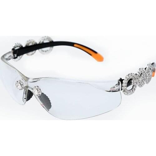 Fashion Rimless Crystal Sunglasses, Rhinestone Siamese Personality Trendy Sports Glasses