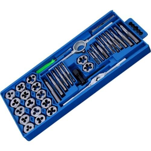 Carbon Steel Tap and Die Set Wrench Spanner Screwdriver Metric Hand Tapping Tool Screw Thread Plugs Straight Taper Reamer Tools