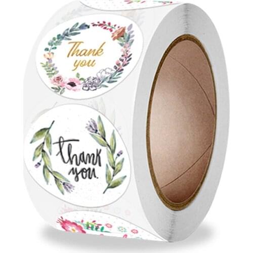 Flowers Thank You Stickers 1inch Round Scrapbook Envelope Seal Stickers Gift Birthday Party Decoration Stationery Label Stickers