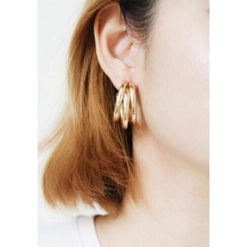 Stainless steel earrings jewelry to make womens fashion simple C-shaped semi-circular geometric earring jewelry сережки