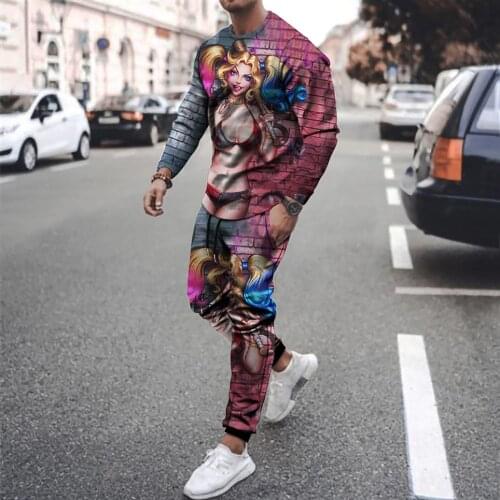 2021 new summer oversized T-shirt brand mens trousers suit street casual wear mens suit mens trend long sleeves