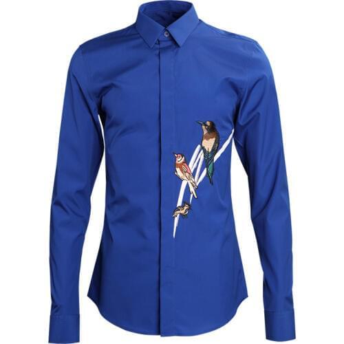New arrival autumn fashion high quality cotton Magpies Embroidered Men Casual long sleeve Shirts plus size M L XL 2XL 3XL 4XL