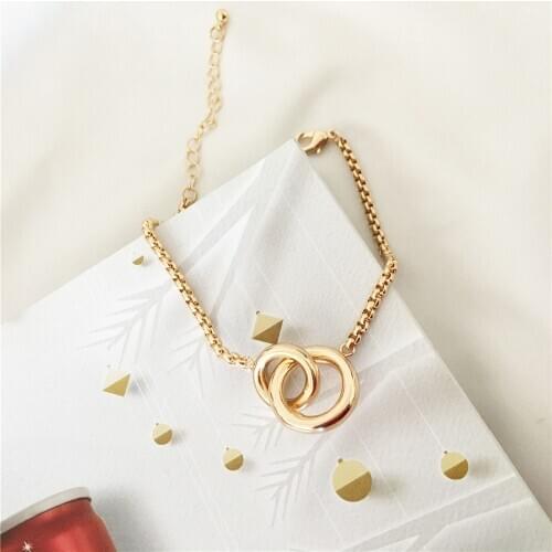 New Arrivals Gold Color Plating 4mm Thickness Circle Linked Bracelet For Women Girl Elegant Gorgeous Modern CasualSimple Jewelry