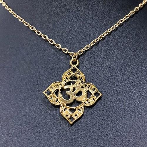 2021 Fashion Filigree OHM OM AUM Buddha Lotus pendant Designer Necklace Jewelry On The Neck Womens Costume Charm Gift