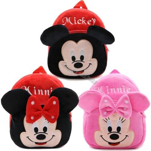 Disney Kindergarten Plush Backpack Mickey Minnie Children Rucksack Toddler Mini Schoolbag Infant Cartoon Letter Knapsack Kid Bag