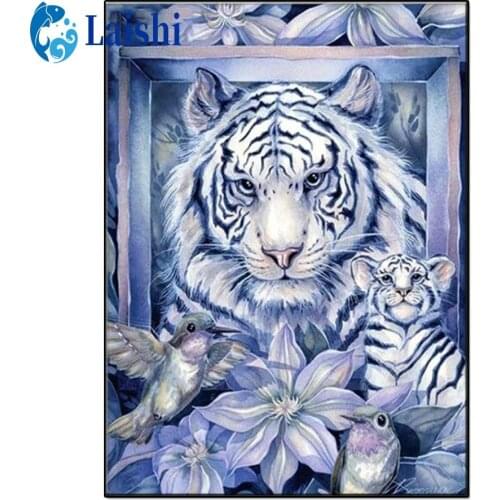Full square/Round Diamond embroidery White tiger, bird diamond Painting animal Cross Stitch Rhinestone Of picture Mosaic Diamond