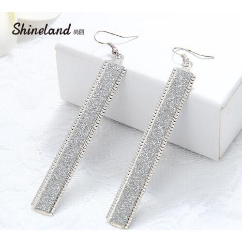 Shineland Brincos Womens New Year Gift 2018 bijoux trendy Boho Style Drop Earring Long Druzy Ear Jewelry Good Quality