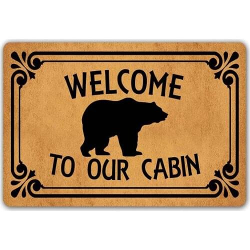 Funny Doormat Welcome to Our Cabin Entrance Mat Floor Rug Indoor/Outdoor/Front Door Mats Home Decor Machine Washable Rubber Non