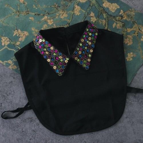 Fashion Women detachable ladies Blouse pearl accessories big collar removalbe Vintage Colored bead top sharp neck pearl necklace