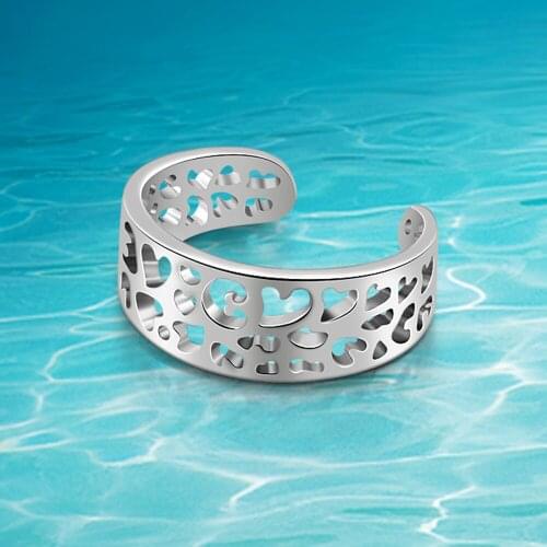 New Fashion Hollow Out Pattern Opening Rings For Woman Fashion 925 Silver Jewelry birthday Party Girls Tail Ring Gift