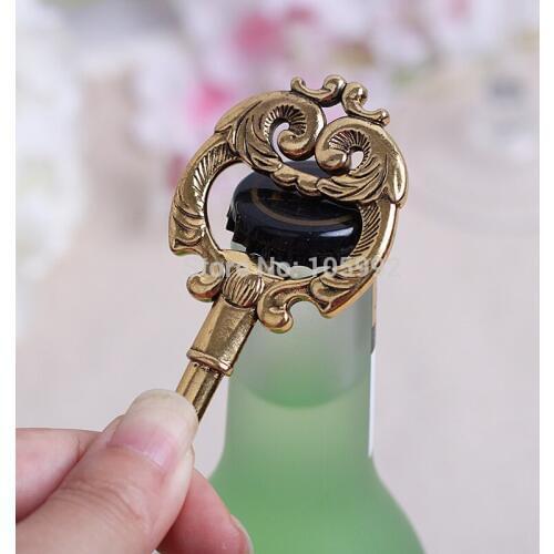 Key gold bottle opener 10pcs gift for guest Vintage wedding souvenirs festive party supplies