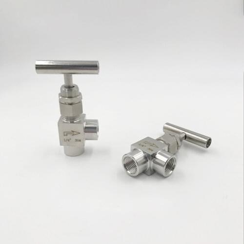 1/8" 1/4" 3/8" 1/2" BSP Female Angle Needle Valve Crane 915 PSI Bulkhead 304 Stainless Flow Control With Handle