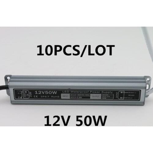10pcs 3 years warranty DC 12V 50W waterproof IP67 led driver adapter led light transformer 4.16A power charger for leds lamp