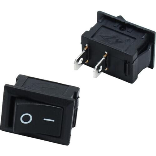 10 Pcs Black Push Button Mini Switch 6a-10a 250v Kcd1-101 2pin Snap-In On/off Rocker Switch 21*15mm For Home Light Lamp