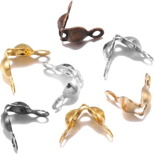 100-1200Pcs/lot 4*7mm Ball Chain Connector Clasps Bead Tip Clam Shell For DIY Necklace Bracelets Jewelry Making Accessories